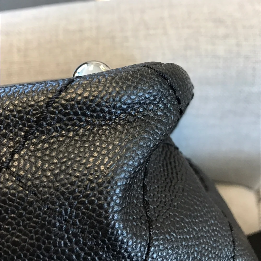 Pristine Chanel black caviar tote silver HDW